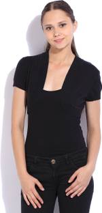 Flying Machine Self Design Casual Women's Black Sweater