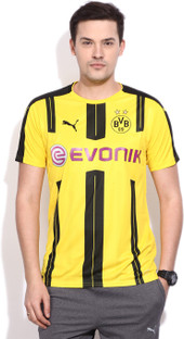 PUMA Printed Men Round Neck Yellow T 