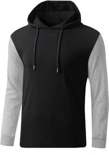GHPC Solid Men's Hooded Black T-Shirt