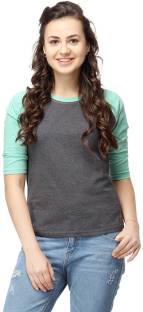 Campus Sutra Casual 3/4th Sleeve Solid Women's Green Top