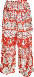 Indiatrendzs Regular Fit Women's White, Red Trousers