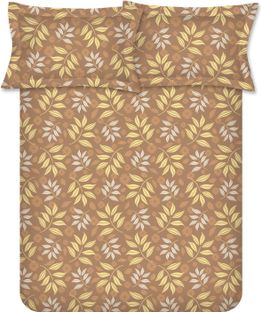 Raymond Home Cotton Double Flat 104 TC Printed 1 Bedsheet(Tan)