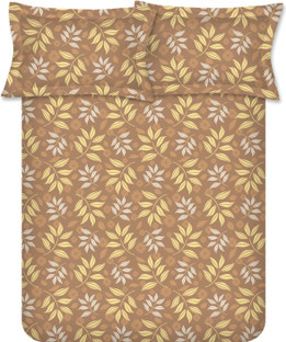 Raymond Home Cotton Double Flat 104 TC Printed 1 Bedsheet(Tan)