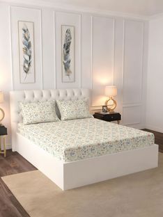 Raymond Home Cotton Double Flat 104 TC Floral 1 Bedsheet(Multicolor)