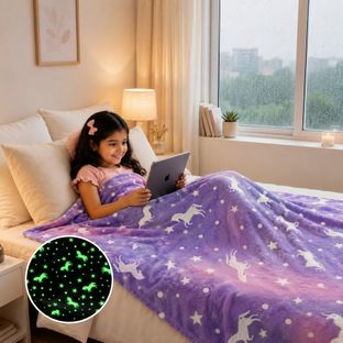 Famyo Self Design Queen AC Blanket for Mild Winter(Microfiber, Purple)