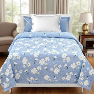 Home Stylish Floral Single Comforter for AC Room(Microfiber, Blue)