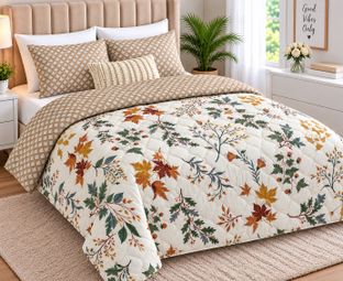 Home Solution Floral Double Comforter for All Season(Cotton, Multicolor)