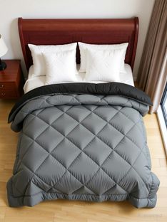 Flipkart SmartBuy Solid Double Comforter for AC Room(Microfiber, Grey+Black)