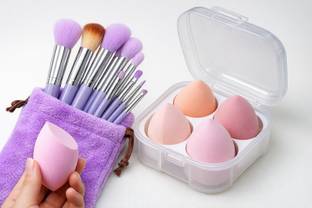 FIRST BEAUTY FIRST BEAUTY 13 Pcs Professional Makeup Brush Set with 4 Beauty Blender Puff & Pouch