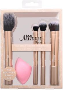 Milagro Beauty Milagro Beauty All Rounder Makeup Brushes Set of 4 with Makeup Sponge Ultra Soft Bristles