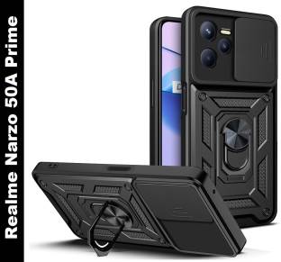 Moshking Back Cover for Realme Narzo 50A Prime 4G, 360° Protection | Rotate Ring Stand | Slide Camera Mobile Case