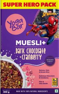 Yogabar Dark Chocolate & Cranberry Muesli, Marvel Edition, High Protein Breakfast Box