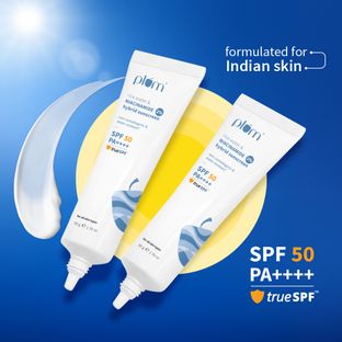 Plum Sunscreen - SPF 50 PA++++ Rice Water & Niacinamide 2% Hybrid Sunscreen -pack of-2(100 g)