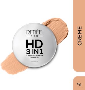 Renee PRO HD 3-IN-1 SPF 20 Full Matte , Works as Concealer, Foundation & Powder Compact(Creme, 9 g)