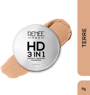 Renee HD 3-IN-1 SPF 20 Full Matte , Works as Concealer, Foundation & Powder Compact(Terre, 9 g)