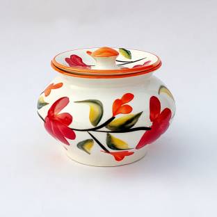 Viktaay Crafts India Handcrafted & Handpainted Ceramic Spice Container (Multicolour, 1250ml) Aachar Bowl Jar 1 Piece Spice Set