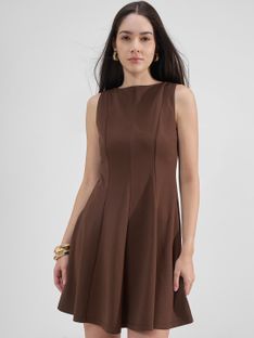 Tokyo Talkies Women Fit and Flare Brown Above Knee/Mid Thigh Length Dress
