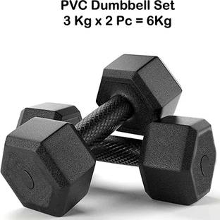 BMS Sports Black Hexa Dumbbells Set, Home GYM (6kg) Fixed Weight Dumbbell