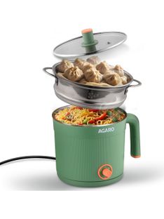 AGARO Regency Multi Cook Kettle With Steamer, 1.2L Inner Pot, Double Layered Body, Multi Cooker Electric Kettle(1.2 L, Sea Green)