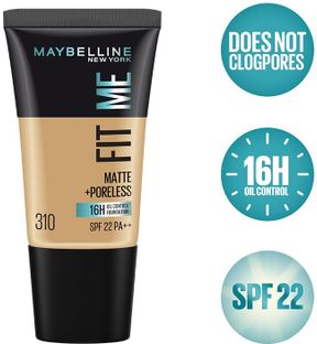 MAYBELLINE NEW YORK Fit Me Matte+Poreless Liquid Tube Foundation(310 Sun Beige, 18 ml)