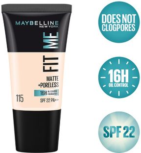 MAYBELLINE NEW YORK Fit Me Matte+Poreless Liquid Tube Foundation(115 Ivory, 18 ml)