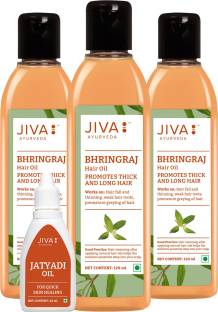 JIVA Bhringraj Hair Oil - Ayurvedic Nourishing Formula For Hair Growth  Naturally Hair Oil - 120 ml Each, Pack of 3 with Jatyadi Oil - 20 ml Hair  Oil - Price in