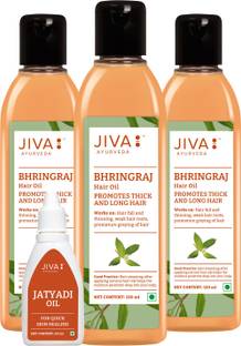 JIVA Bhringraj Hair Oil - Ayurvedic Nourishing Formula For Hair Growth Naturally Hair Oil - 120 ml Each, Pack of 3 with Jatyadi Oil - 20 ml Hair Oil - Price in JIVA Bhringraj Hair Oil - Ayurvedic Nourishing Formula For Hair Growth Naturally Hair Oil - 120 ml Each, Pack of 3 with Jatyadi Oil - 20 ml Hair Oil - Price in