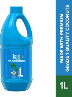 BAJAJ 100% Pure Coconut Oil 1 litre | Made with Premium Grade 1 Quality Coconuts Hair Oil(1000 ml)