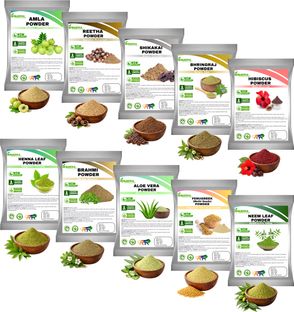 HENUREEKA Organic Hair Pack , Mask Combo Pack of 10 | Natural Powder |50G Each(500 g)