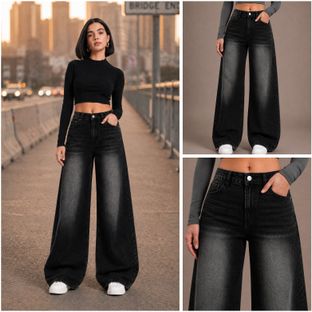 R.Code by The Roadster Life Co. Wide Leg Women Black Jeans