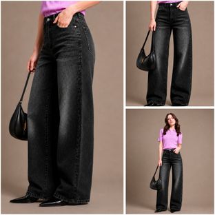 VBEAUTI Wide Leg Women Black Jeans