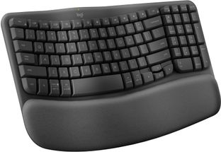 Logitech Wave Keys Bluetooth Standard Laptop Keyboard Compatible with Desktop, Laptop, Mac Wireless Ergonomic Keyboard with Cushioned Palm Rest, Comfortable Natural Typing(Graphite)