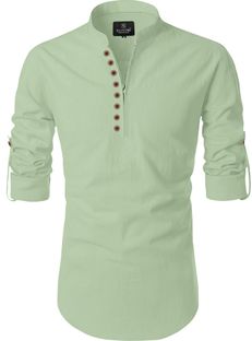 Nofilter Men Solid Straight Kurta(Light Green)