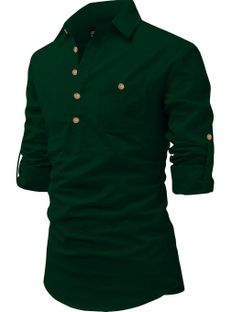 Univibe Men Solid Straight Kurta(Dark Green)