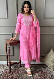ZARA DRESSES ZARA DRESSES Women Embroidered Straight Kurta