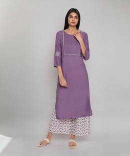 W W Women Embroidered Straight Kurta