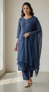 Maharaja textile Women Solid A-line Kurta(Blue)