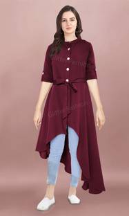 Glitter Fashion Glitter Fashion Women Solid Frontslit Kurta