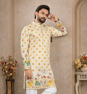 ellark Men Self Design Straight Kurta(Multicolor)