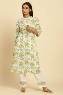 W W Women Floral Print Straight Kurta