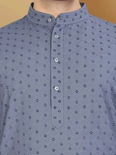 VeBNoR Men Self Design Straight Kurta(Grey)