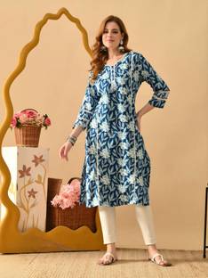 Deepyog Deepyog Women Floral Print Straight Kurta