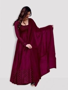 NARI DREAM Women Applique Anarkali Kurta(Purple)