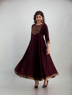 CREATIVE WORLD Women Printed Anarkali Kurta(Maroon)