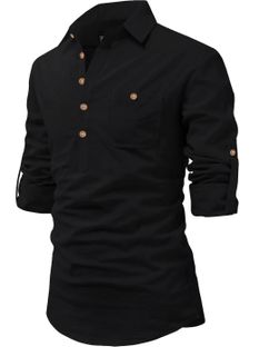 Univibe Men Solid Straight Kurta(Black)
