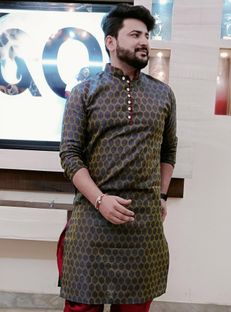 Sydney Heights Men Self Design Straight Kurta(Dark Blue)
