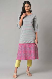 W W Women Floral Print Straight Kurta