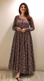 JODAA Women Printed Anarkali Kurta(Maroon)