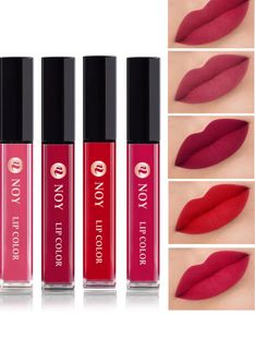 NOY Long-Lasting Liquid Matte Lipstick Bold Intense Colors for Playful Look #NL119(Peach Lipstick-Cherry Pink Liquid Lipstick-Red-Magenta Pink Matte Lipstick, 16 ml)