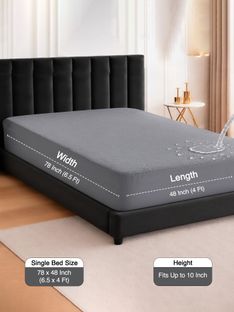 Mattress Protector Single Size Fitted Terry Cotton Breathable, Stretchable, Waterproof Mattress Cover(78 inch x 48 inch, Grey)